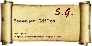 Seemayer Géza névjegykártya